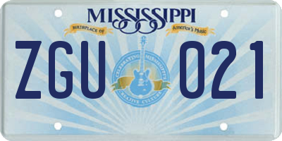 MS license plate ZGU021