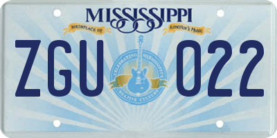 MS license plate ZGU022