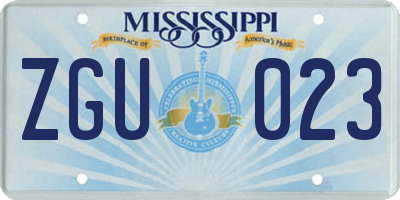 MS license plate ZGU023