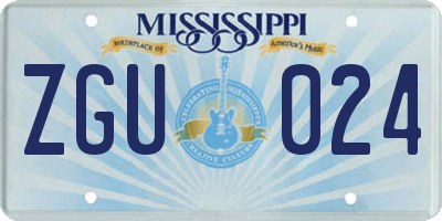 MS license plate ZGU024