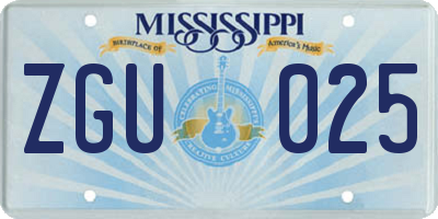 MS license plate ZGU025