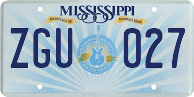 MS license plate ZGU027