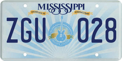 MS license plate ZGU028
