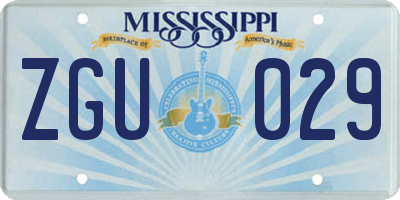 MS license plate ZGU029