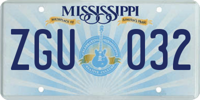 MS license plate ZGU032
