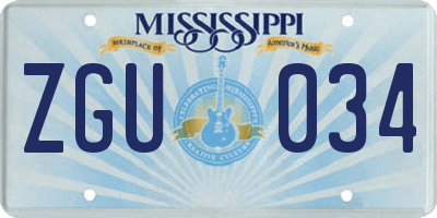 MS license plate ZGU034