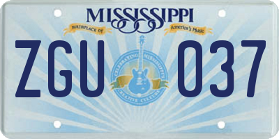 MS license plate ZGU037