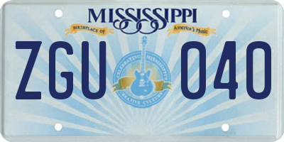 MS license plate ZGU040