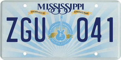 MS license plate ZGU041