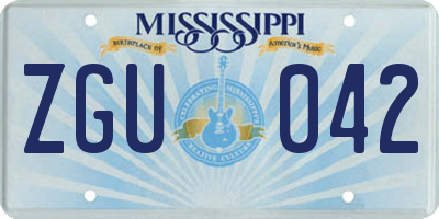 MS license plate ZGU042