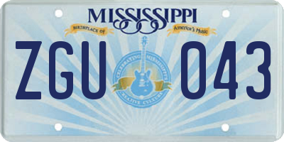 MS license plate ZGU043