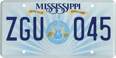 MS license plate ZGU045