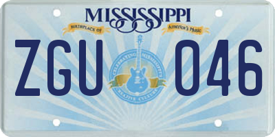 MS license plate ZGU046