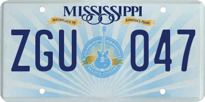 MS license plate ZGU047