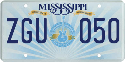 MS license plate ZGU050