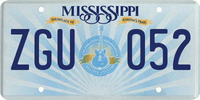 MS license plate ZGU052