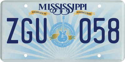 MS license plate ZGU058