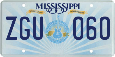 MS license plate ZGU060