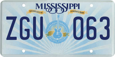 MS license plate ZGU063