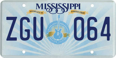 MS license plate ZGU064