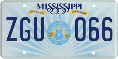 MS license plate ZGU066