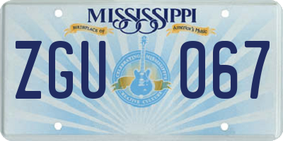 MS license plate ZGU067