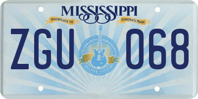 MS license plate ZGU068