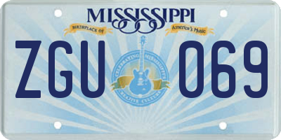 MS license plate ZGU069