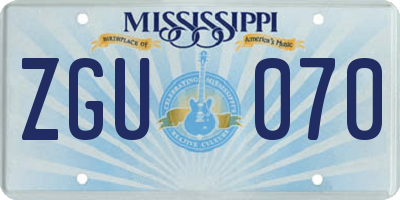 MS license plate ZGU070