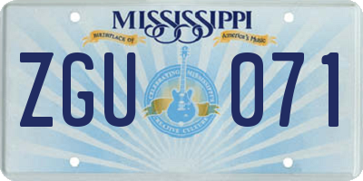 MS license plate ZGU071