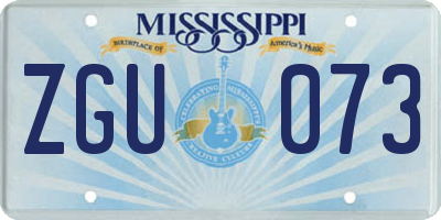 MS license plate ZGU073