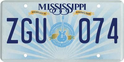 MS license plate ZGU074