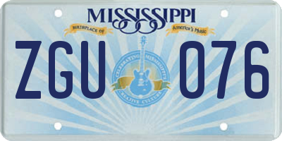 MS license plate ZGU076