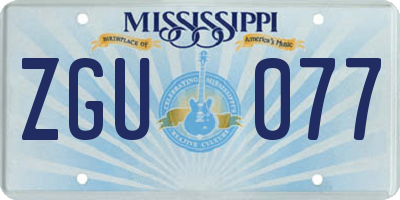 MS license plate ZGU077