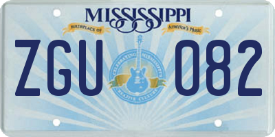 MS license plate ZGU082