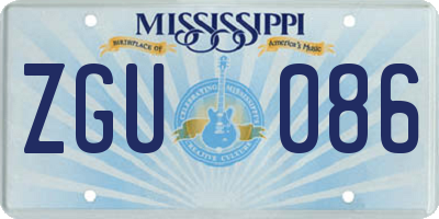 MS license plate ZGU086