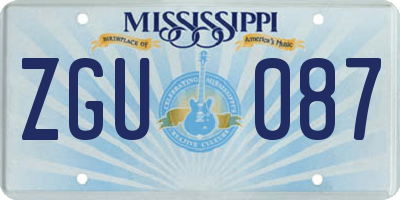 MS license plate ZGU087