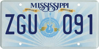 MS license plate ZGU091