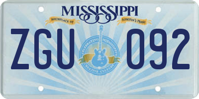 MS license plate ZGU092