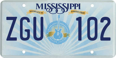 MS license plate ZGU102