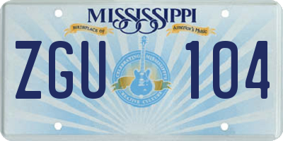 MS license plate ZGU104
