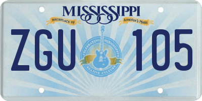 MS license plate ZGU105