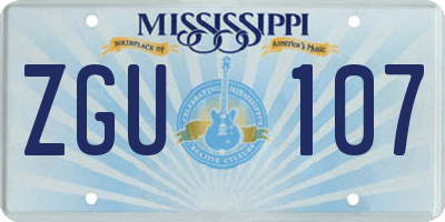 MS license plate ZGU107