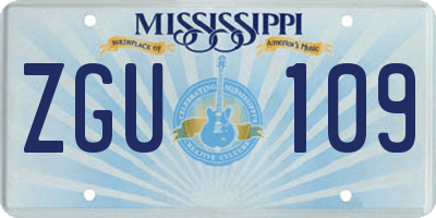 MS license plate ZGU109