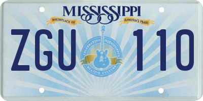 MS license plate ZGU110
