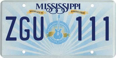 MS license plate ZGU111