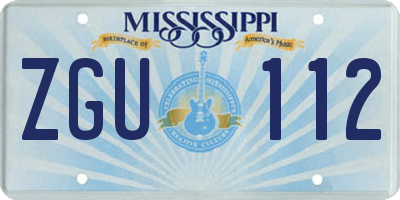 MS license plate ZGU112