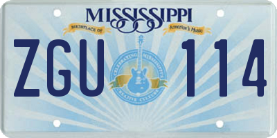 MS license plate ZGU114