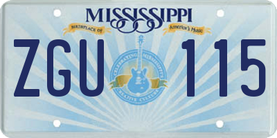 MS license plate ZGU115