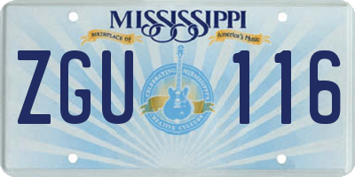 MS license plate ZGU116